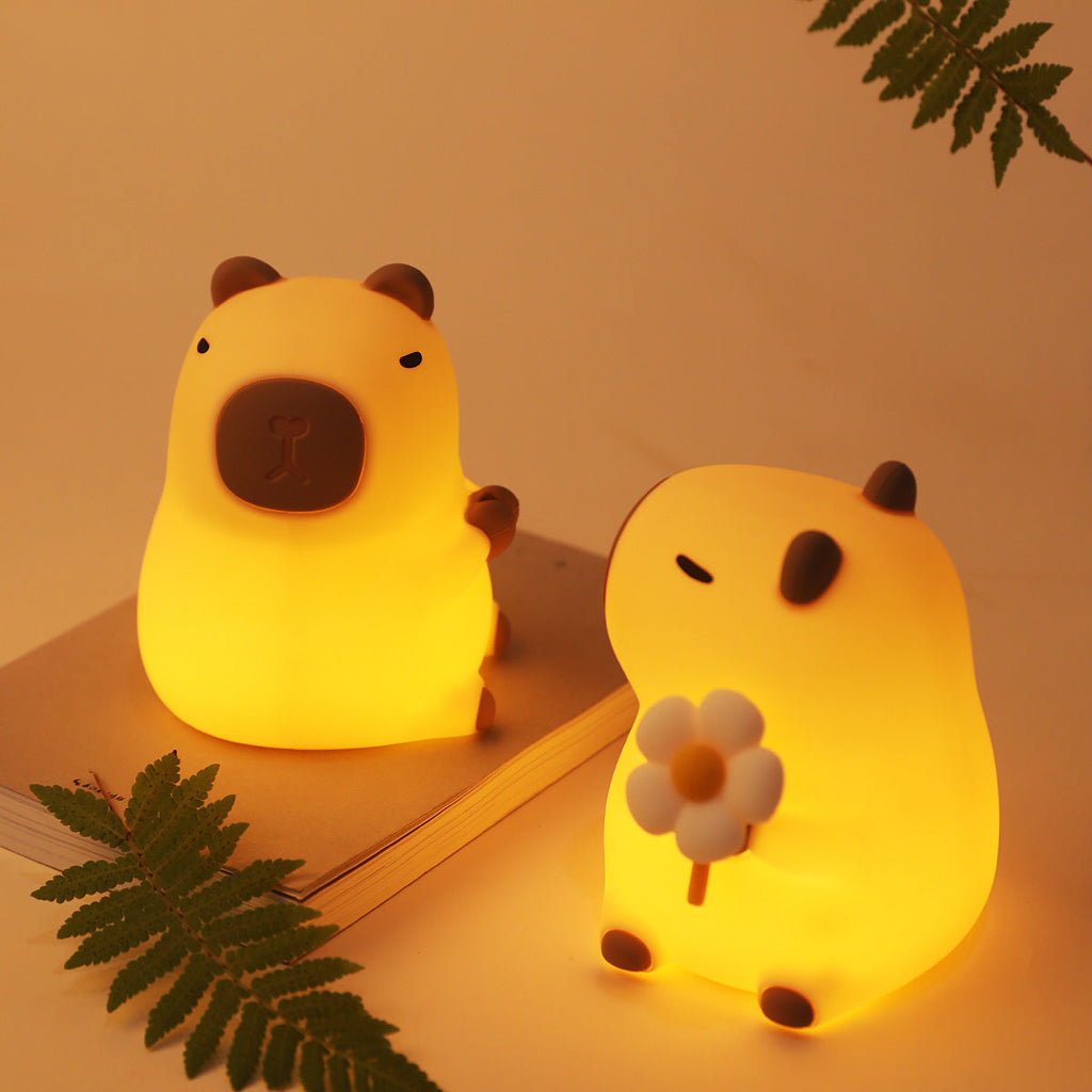 Satsus® Flower Capybara Squishy Silicone Night Light - Perfect Gift for Kids and Girls