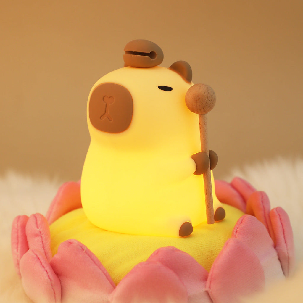 Satsus® Flower Capybara Squishy Silicone Night Light - Perfect Gift for Kids and Girls