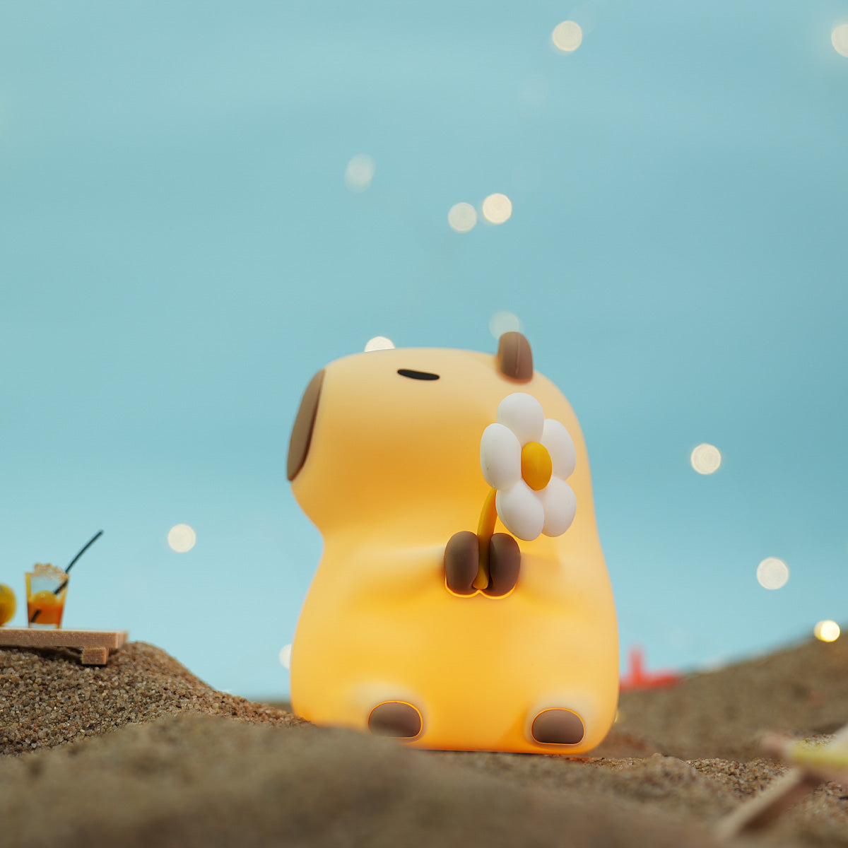 Satsus® Flower Capybara Squishy Silicone Night Light - Perfect Gift for Kids and Girls