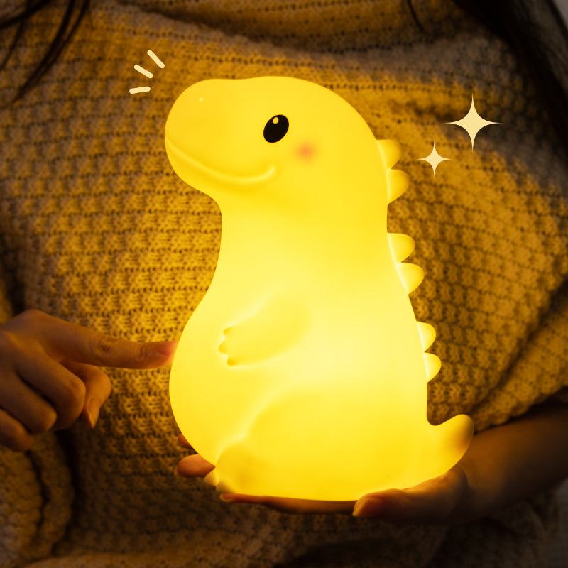 Satsus® Squishy Silicone Smiley Giant Dinosaur LED Night Light - Perfect Gift for Kids and Girls