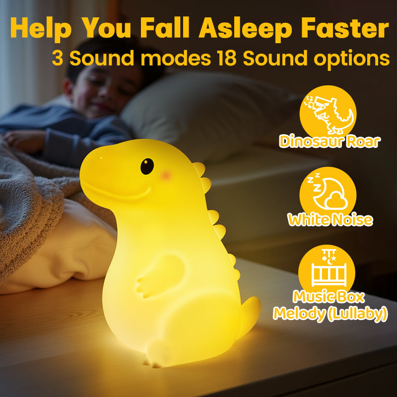 Satsus® Squishy Silicone Smiley Giant Dinosaur LED Night Light - Perfect Gift for Kids and Girls