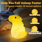 Satsus® Squishy Silicone Smiley Giant Dinosaur LED Night Light - Perfect Gift for Kids and Girls