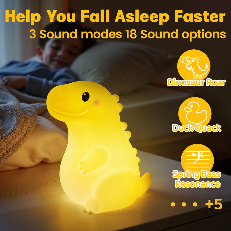 Satsus® Squishy Silicone Smiley Giant Dinosaur LED Night Light - Perfect Gift for Kids and Girls