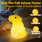 Satsus® Squishy Silicone Smiley Giant Dinosaur LED Night Light - Perfect Gift for Kids and Girls