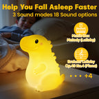 Satsus® Squishy Silicone Smiley Giant Dinosaur LED Night Light - Perfect Gift for Kids and Girls