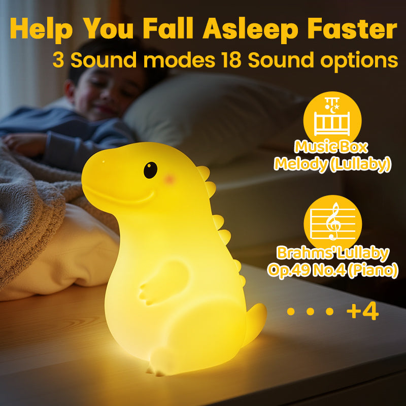 Satsus® Squishy Silicone Smiley Giant Dinosaur LED Night Light - Perfect Gift for Kids and Girls