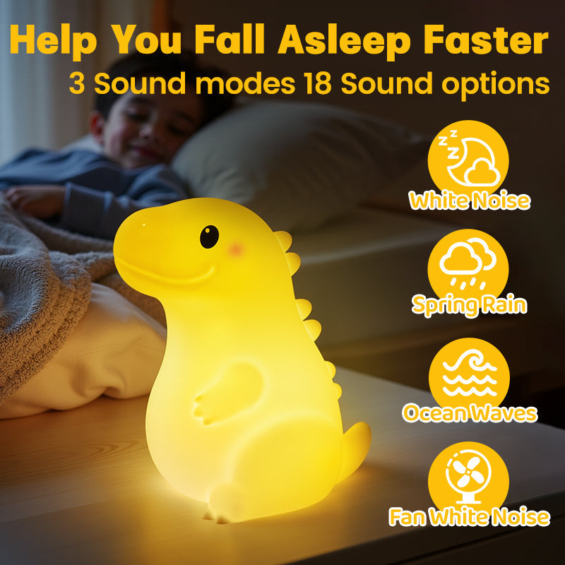 Satsus® Squishy Silicone Smiley Giant Dinosaur LED Night Light - Perfect Gift for Kids and Girls