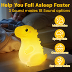 Satsus® Squishy Silicone Smiley Giant Dinosaur LED Night Light - Perfect Gift for Kids and Girls