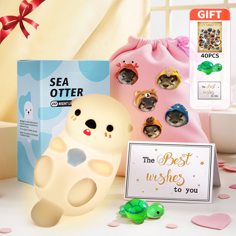 Satsus® Otter Squishy Silicon LED Night Light Limited - Tap Lamp, Best Gift for Kids and Girls