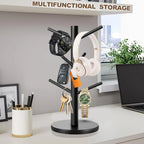 Tree-Shaped Wooden Mug Holder with Round Base