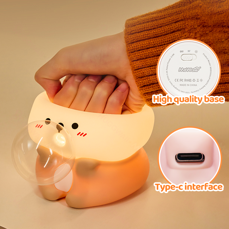 Satsus® Otter Bubble Blowing Baby Squishy Silicone Night Light Soft Glow Adorable Funny Perfect for Gift