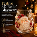 Raised 3D Christmas Art Glass Cup