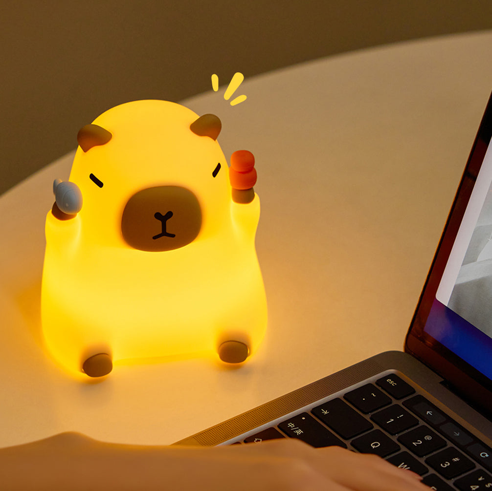 Satsus® Capybara Funny Sitting Silicone Squishy Night Light Perfect Gift