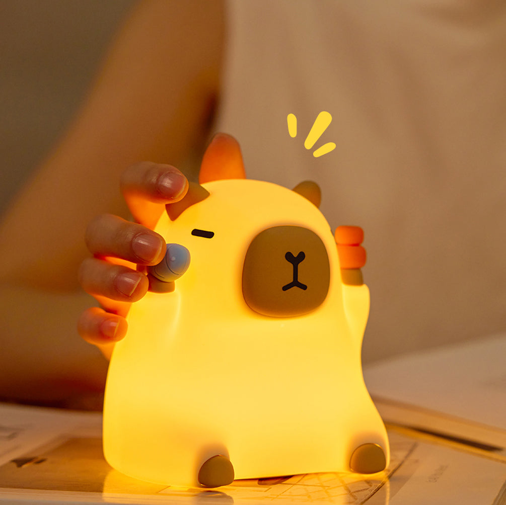 Satsus® Capybara Funny Sitting Silicone Squishy Night Light Perfect Gift