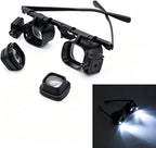 Head Mount Glass 2 4 6 12 24X Eye Loupes with LED Light