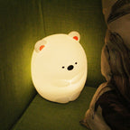 Satsus® Breathing Bear Snuggly  Squishy Silicone Sleeping Companion Sound LED Night Light Perfect Gift