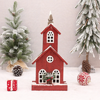 Illuminated red wooden house, Christmas decoration