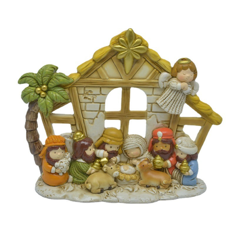 Handcrafted nativity figures made of resin