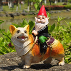 Christmas dwarf on dog, resin figure, 12x7x15 cm