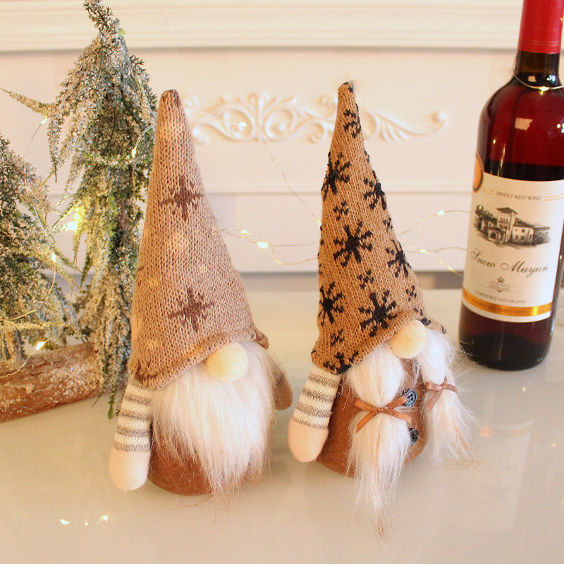 Christmas elf with knitted hat, fabric hanging figure