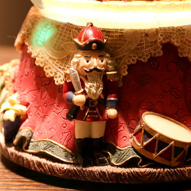 Bear music box with crystal ball, 10x10x14.5 cm