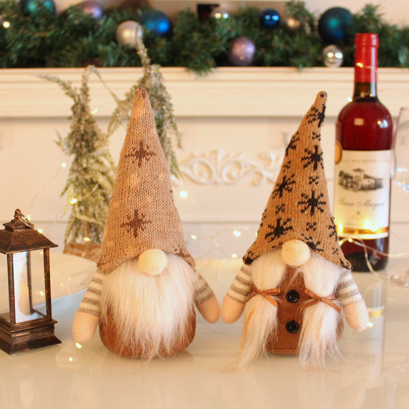 Christmas elf with knitted hat, fabric hanging figure