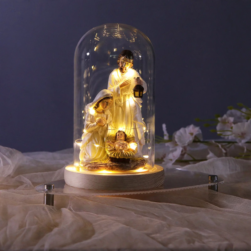 Decorative nativity scene with LED lighting