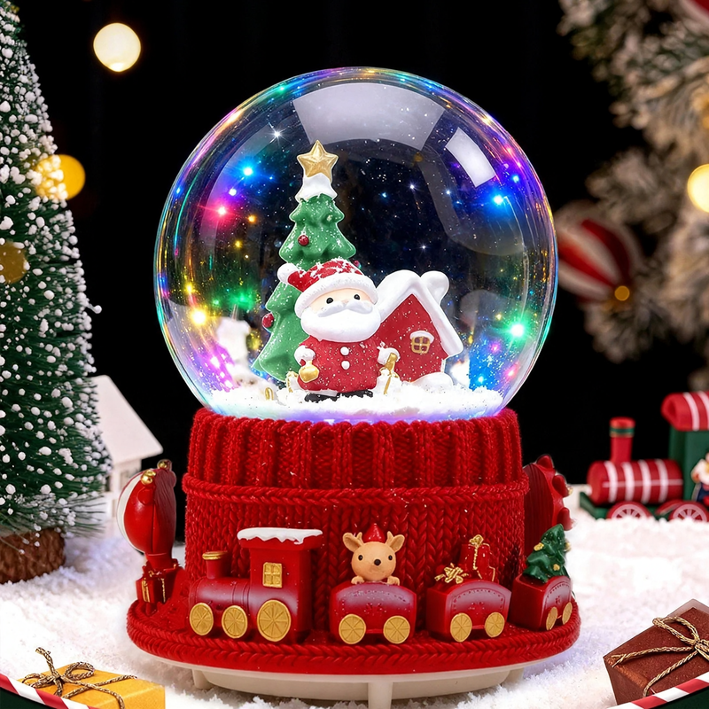 Crystal ball music box with lighting and snow effect