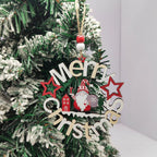 Decorative gnome wooden pendant with Christmas motifs