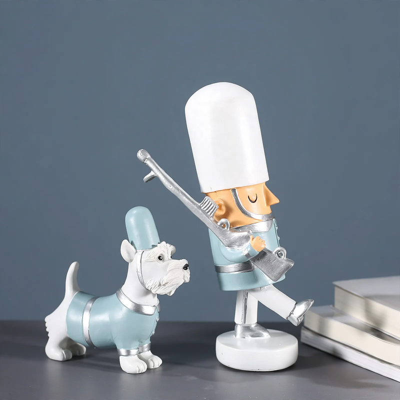 Decorative nutcracker figure soldier with dog