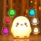 Satsus® Squishy Silicone Colorful Penguins LED Night Light - Perfect Gift for Kids and Girls