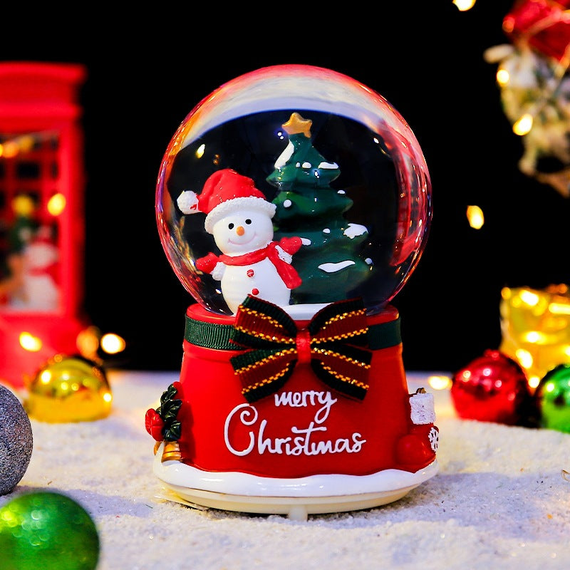 Christmas snow globe with music and light