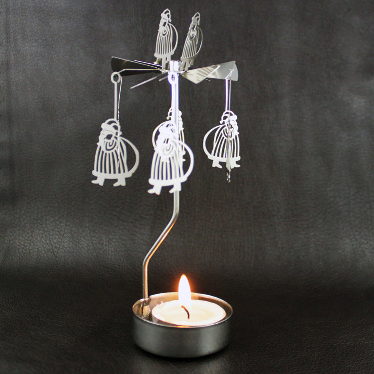 Rotating metal candle holder, 6.7x6.7x17.5 cm