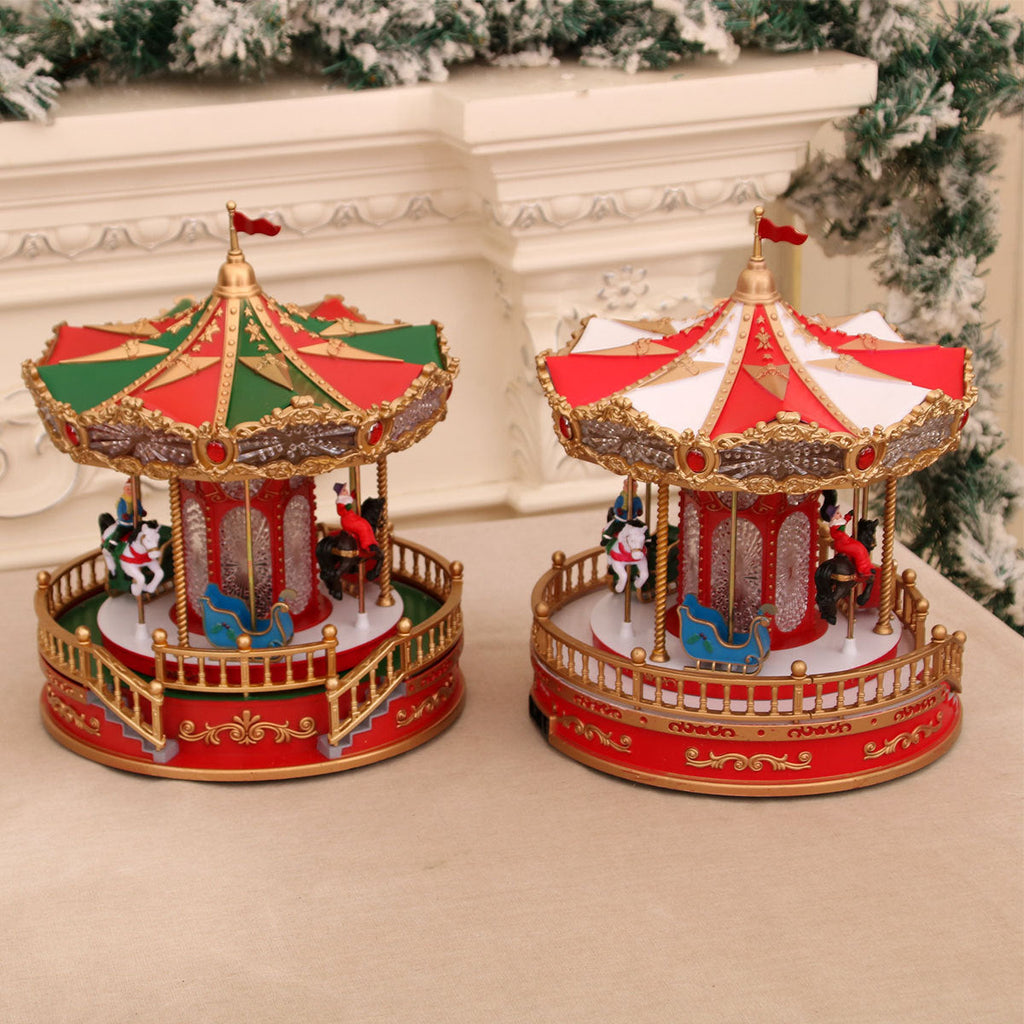 Illuminated music box with carousel design