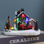 Illuminated Christmas village house made of resin