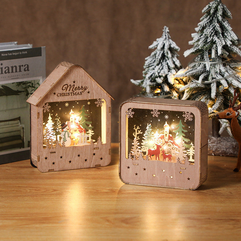 Illuminated wooden house, LED Christmas decoration