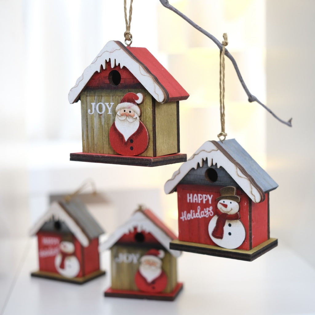 Decorative Retro Wooden Hut with Christmas Design