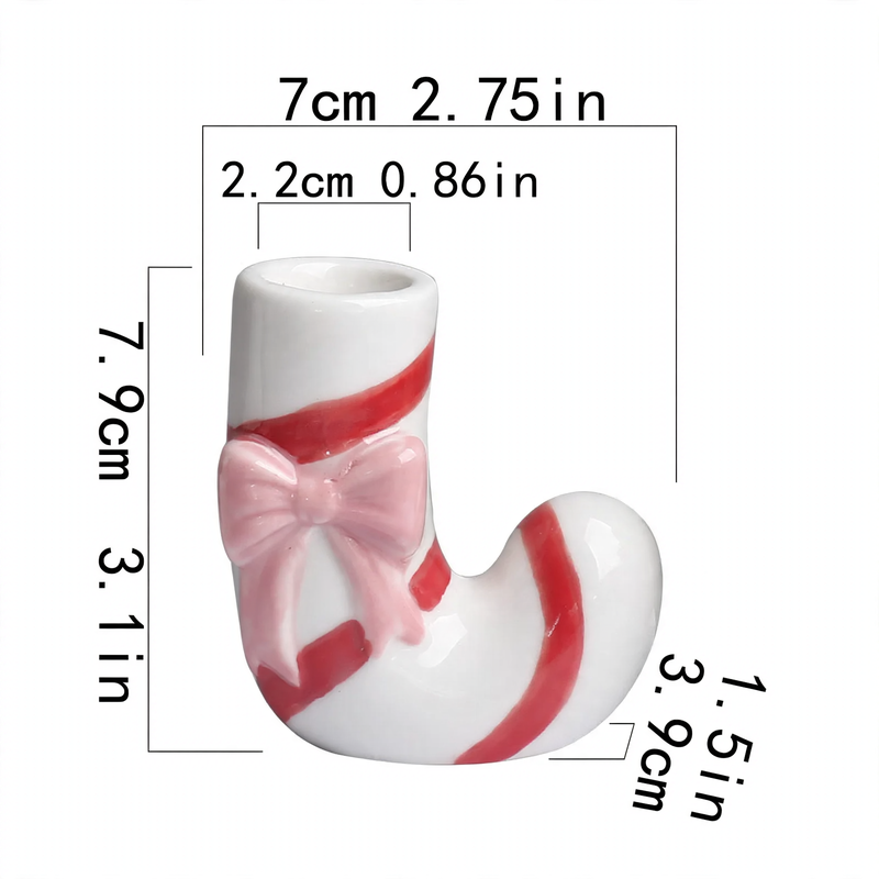 Ceramic candle holder in candy cane look