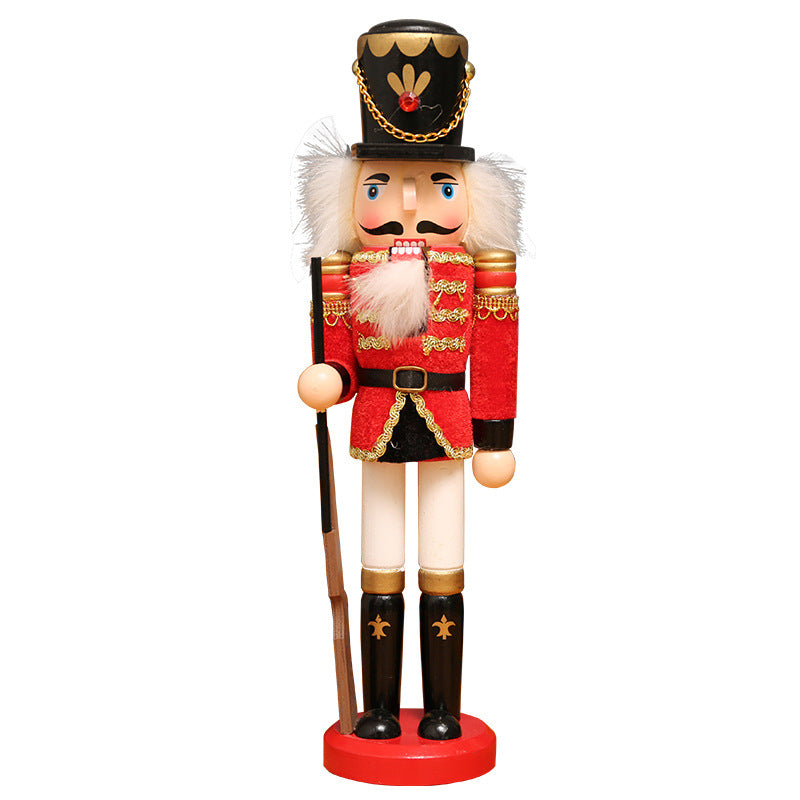 Decorative nutcracker figure made of wood for living spaces