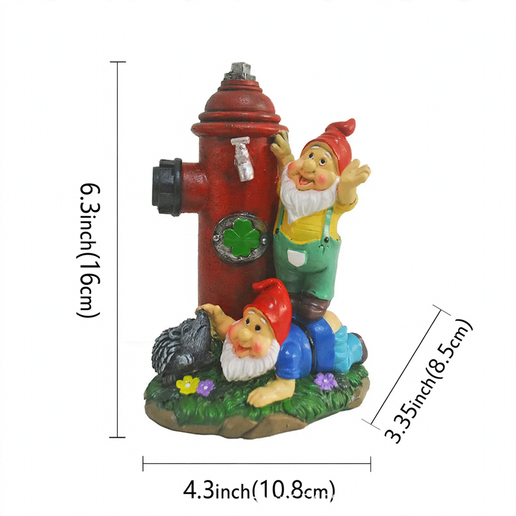 Gnome figure with red hat and hydrant motif