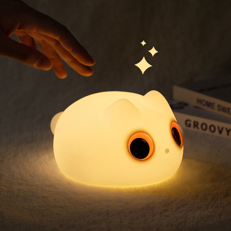 Satsus® Orange Cat LED Squishy Tap Tap Night Light Lamp