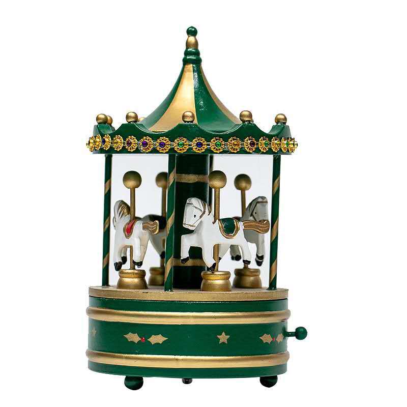 Decorative wooden carousel music box