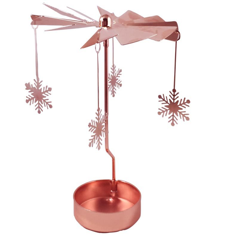 Rotating metal candle holder, copper, motif design