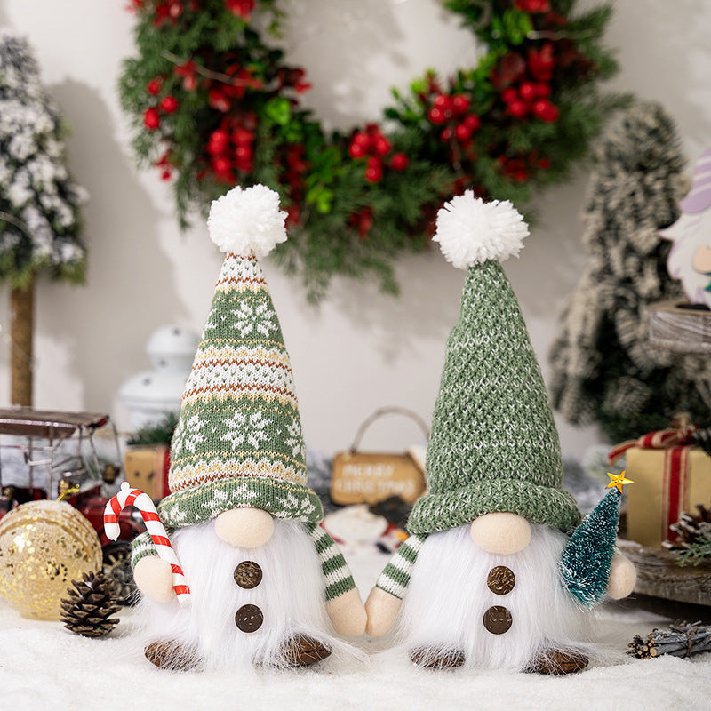 Christmas elf figure with knitted hat and lighting