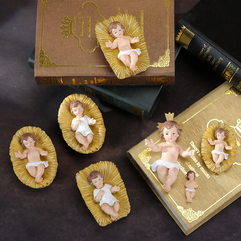 Nativity scene with baby Jesus, resin