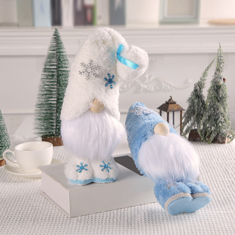 Standing Christmas Elf Figure with Snowflake Design