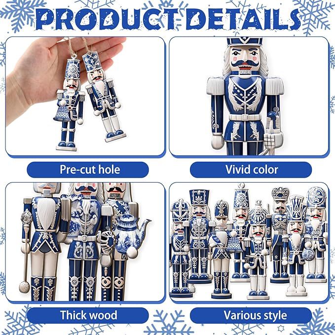 Nutcracker soldiers as Christmas tree ornaments, wood