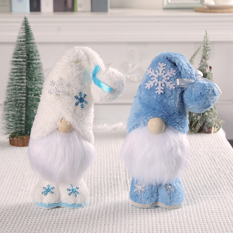 Standing Christmas Elf Figure with Snowflake Design