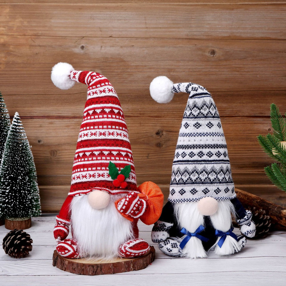 Christmas gift bag with gnome motif