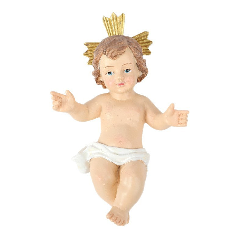 Nativity scene with baby Jesus, resin